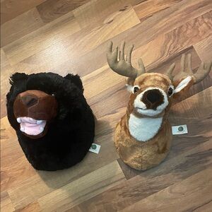 Plush Bear and Deer Wall Mounts